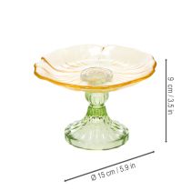 Product Decorative glass plate with foot, floral design, ideal for festive presentation, 15cm