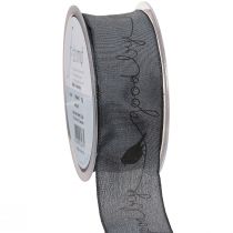 Product Mourning Ribbon Good bye Organza Ribbon Birds Black 40mm 20m