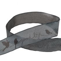 Product Mourning Ribbon Good bye Organza Ribbon Birds Black 40mm 20m