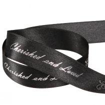 Product Mourning Ribbon Saying Black Silver Cherished … 25mm 25m