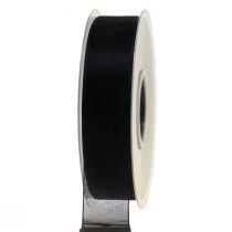 Mourning organza ribbon with selvage black 25mm 50m