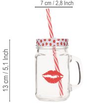 Product Drinking glass with lid &amp; handle Ø7cm H13.5cm
