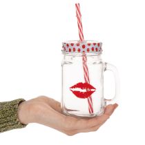 Product Drinking glass with lid &amp; handle Ø7cm H13.5cm