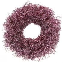 Product Decorative wreath, dried flowers, metallic purple Lepidium, wall wreath, Ø33cm, home accessory