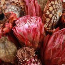 Product Dried flower mix: Pink protea, artichoke, poppy, natural decoration, 38cm, 580g