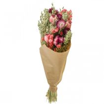 Product Dried flower bouquet, strawflowers, grain, poppy capsule, Phalaris, reed grass, 55cm