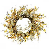 Door wreath forsythia artificial deco wreath yellow Ø48cm