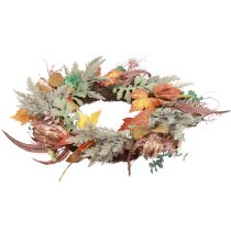 Product Door wreath Protea Artificial wreath with autumn leaves Ø55cm