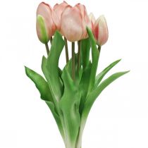 Product Artificial Tulips Real-Touch Peach Pink 38cm Bunch of 7pcs