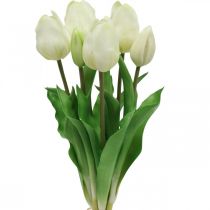 Product Artificial Tulips White Cream Real Touch 38cm 7 pcs
