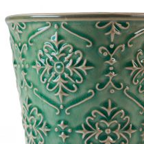 Product Planter ceramic crackle glaze green Ø10cm H13cm 2pcs