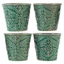 Product Planter Ceramic Craquelé Glaze Green Ø7cm H8cm 4 pcs