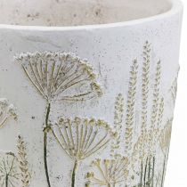 Planter Large Flower Pot Ceramic White Gold Ø20.5cm H20cm