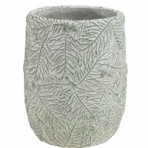 Planter ceramic green white gray pine branches Ø12cm H17.5cm