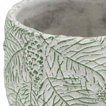 Planter ceramic green white gray fir branches Ø13.5cm H13.5cm
