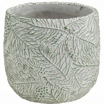 Planter ceramic green white gray fir branches Ø12.5cm H12cm