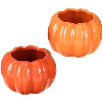Product Planter ceramic pumpkin plant pot orange Ø9.5cm H6.5cm 4 pcs