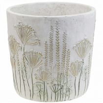 Planter Ceramic White Gold Flower Pot Ø17.5cm H16.5cm