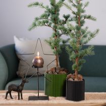 Product Paper Plant Pot Grooved Dark green Ø19cm H14cm 3 pcs