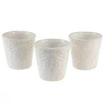 Product Planter Ceramic Plant Pot White Ø11cm H11cm 3pcs