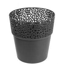 Planter plastic flower pot anthracite Ø13cm H13.5cm