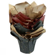 Product Planter Paper Stars Red/Anthracite/Natural Ø12cm H12cm 9pcs