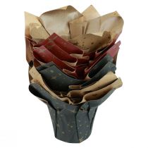 Product Planter Paper Stars Red/Anthracite/Natural Ø4.5cm H6cm 9 pcs