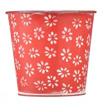 Product Planter red white mini flower pot floral metal Ø10.5cm H10.5cm
