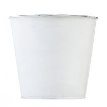 Product White metal planter, flower pot, Ø16cm H14.5cm