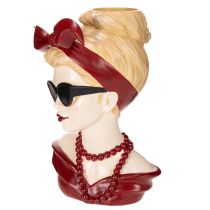 Product Head vase of a woman with sunglasses and pearl necklace, 30cm