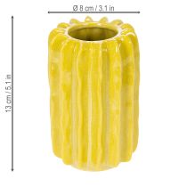Product Cactus Ceramic Vase, Grooved Structure Design for Modern Living, 13cm, 4 Pieces