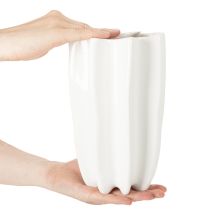 Product Ribbed vase, tall decorative vase for dried flowers, 24cm