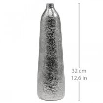 Product Decorative Vase Metal Hammered Flower Vase Silver Ø9.5cm H32cm