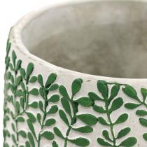 Flower vase, ceramic decoration, concrete look, vase with tendril decoration Ø13cm H17cm