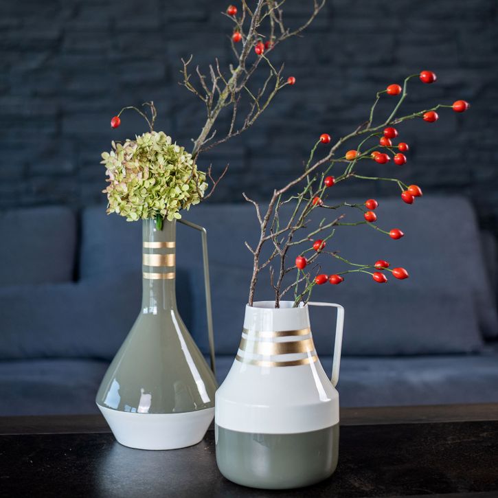 Product Vase metal handle decorative jug grey/cream/gold Ø17cm H23cm
