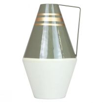 Product Nostalgic metal vase with handle in vintage look - Cream/Grey/Gold Ø19cm H31cm