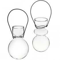 Mini glass vases for hanging bracket bulbous H11/11.5cm set of 2