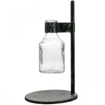 Product Decorative vase decorative bottle glass with metal stand black Ø13cm