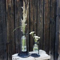 Decorative vase decorative bottle with metal stand black Ø16cm