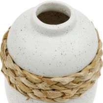 Product Flower vase white ceramic and seagrass vase summer decoration H17.5cm