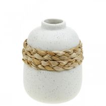 Product Flower vase white ceramic seagrass table vase H10.5cm 2pcs