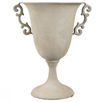 Product Vintage metal trophy, grey, decorative trophy with handles, antique look, Ø20.5cm H26.5cm, for table decoration &amp; planter