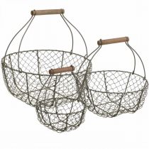 Vintage wire basket metal basket plant basket metal Ø17/23.5/30cm set of 3
