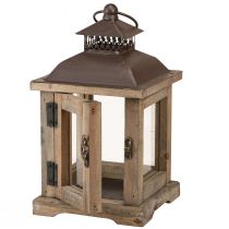 Product Vintage Lantern Dark Brown Wooden Lantern 15×15cm H26cm