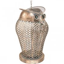 Vintage Lantern Owl Garden Lantern Tealight Holder Gold H29cm