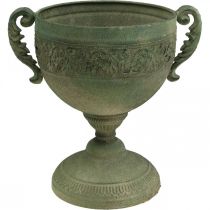 Vintage Cup Planter Metal Rustic Goblet with Handles H26cm Ø19cm
