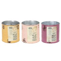 Product Vintage-look flower pot/tin with lettering for indoor decoration, 11cm, 3 pieces