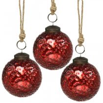 Vintage Christmas balls glass Christmas tree balls red Ø8cm 4pcs