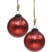 Vintage Christmas balls glass Christmas tree balls red Ø10cm 2pcs