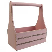 Product Vintage flower box wooden planter pink 28×14×31cm